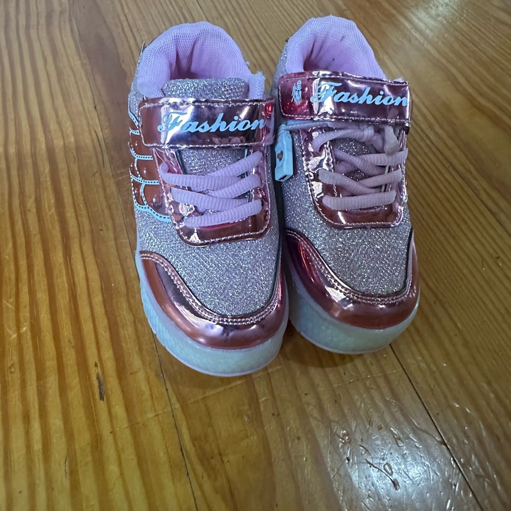Sparkling Kids Sneakers - Pink and Gold